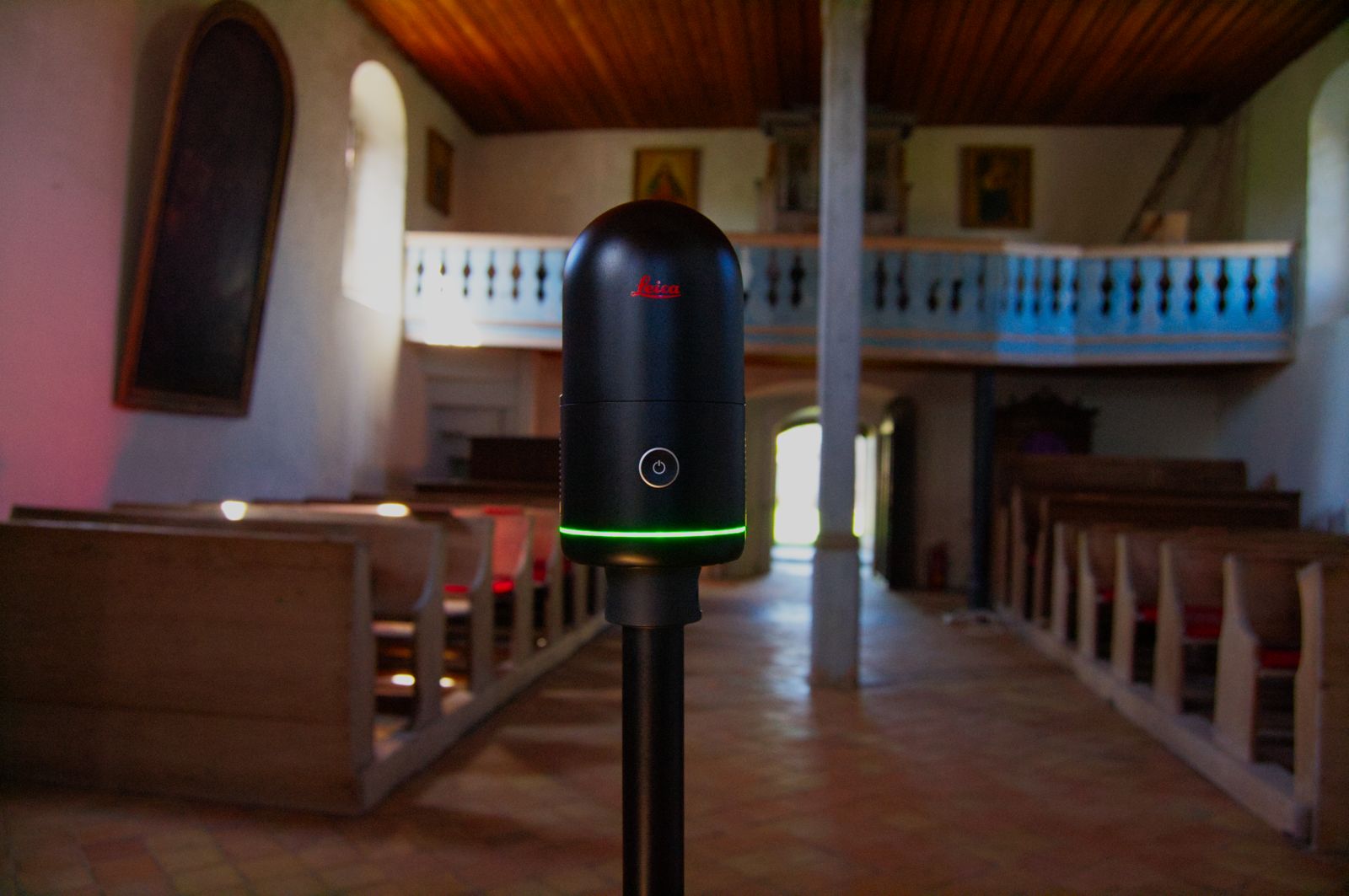 Laserový skener Leica při zaměření kostela